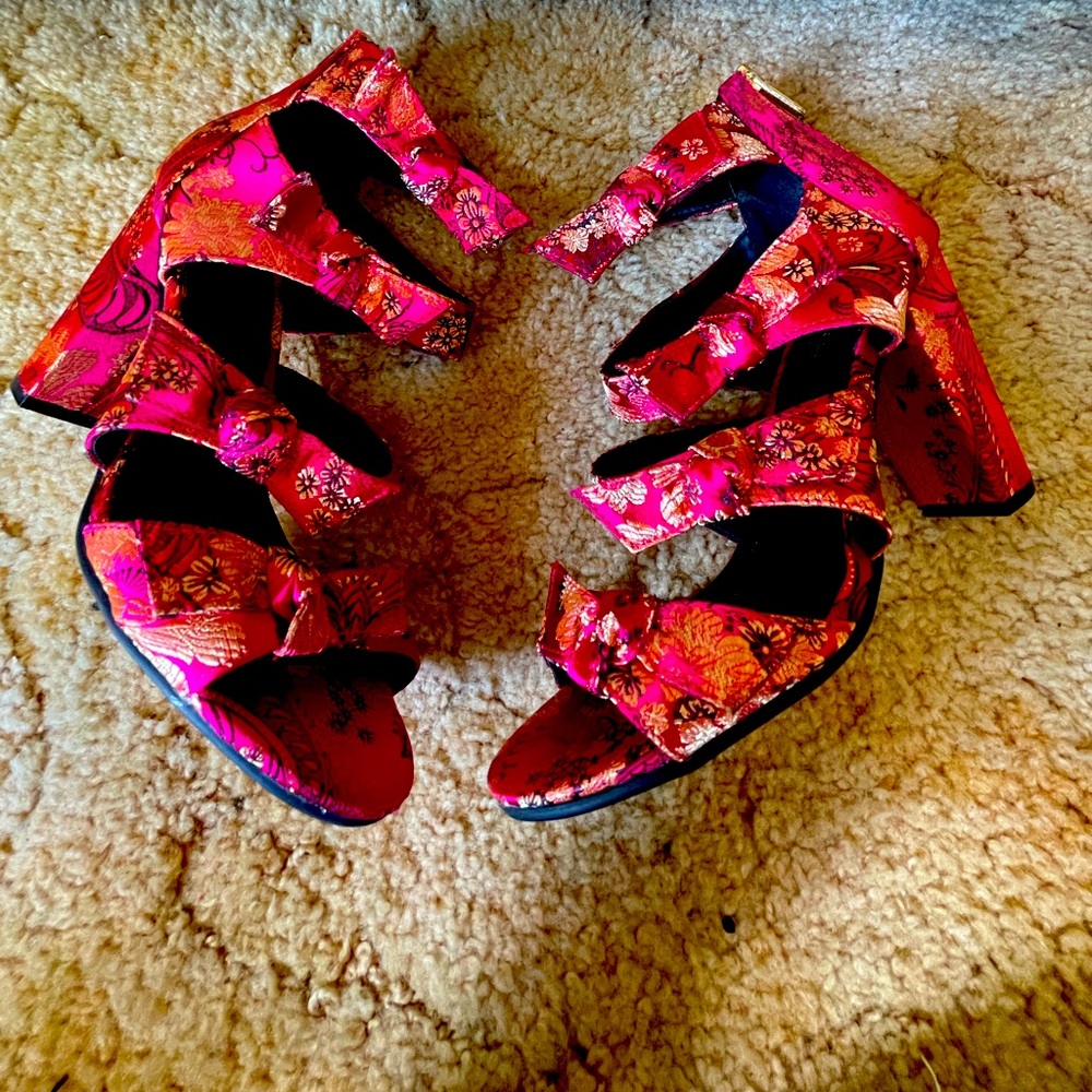 Fancy Red Brocade Shoes